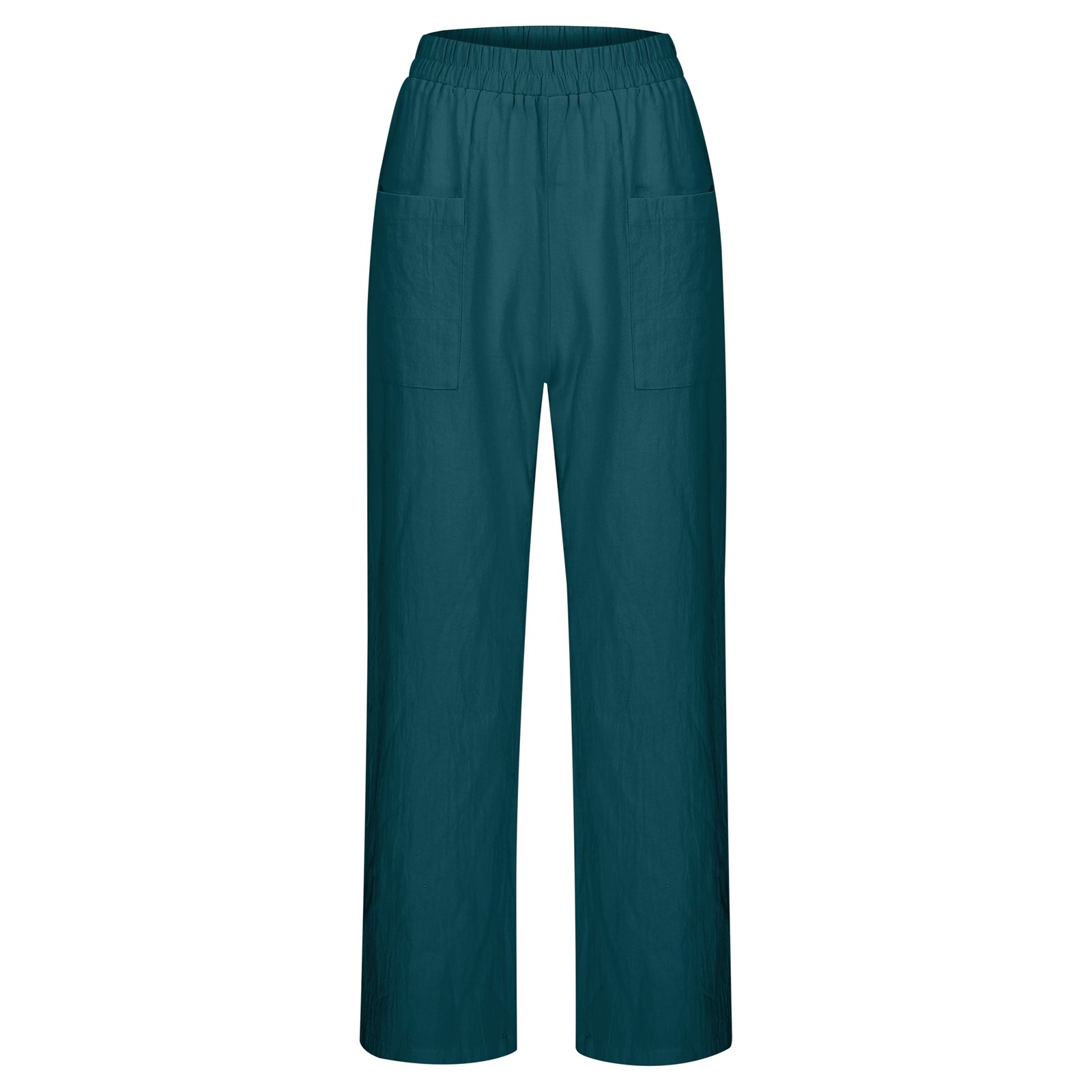 thumbnail image 5 of Pantalones elásticos de lino de cintura alta para mujer, informales: pantalones ligeros de verano para hacer ejercicio, 5 of 8
